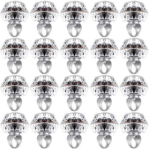 Bachelorette or Many Party 20 Pieces Light Up Rings Flashing Plastic Diamond Bling Rings LED Glow Rings for Birthday